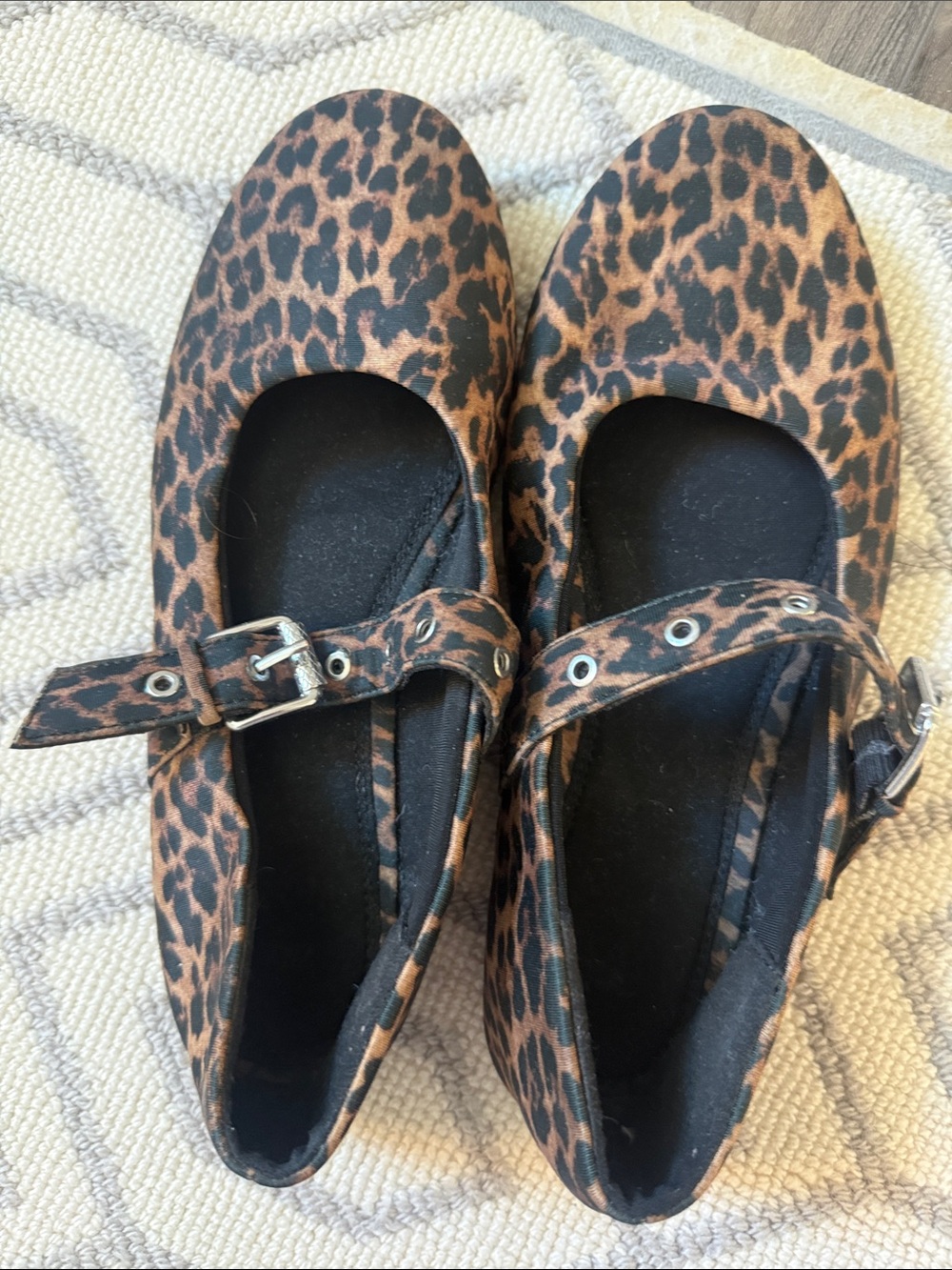 ZARA Leopard Print Mary Jane Flats - Brown & Black